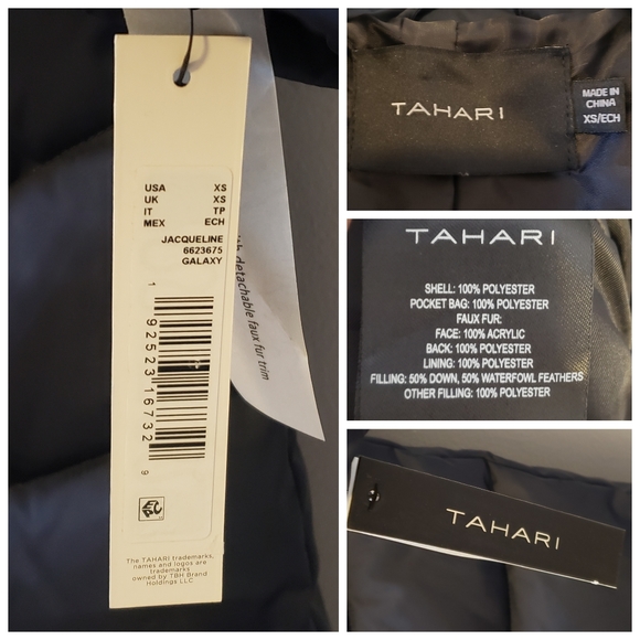 NWT Tahari Jacqueline Maxi Long Down Navy Coat XS - Picture 8 of 8